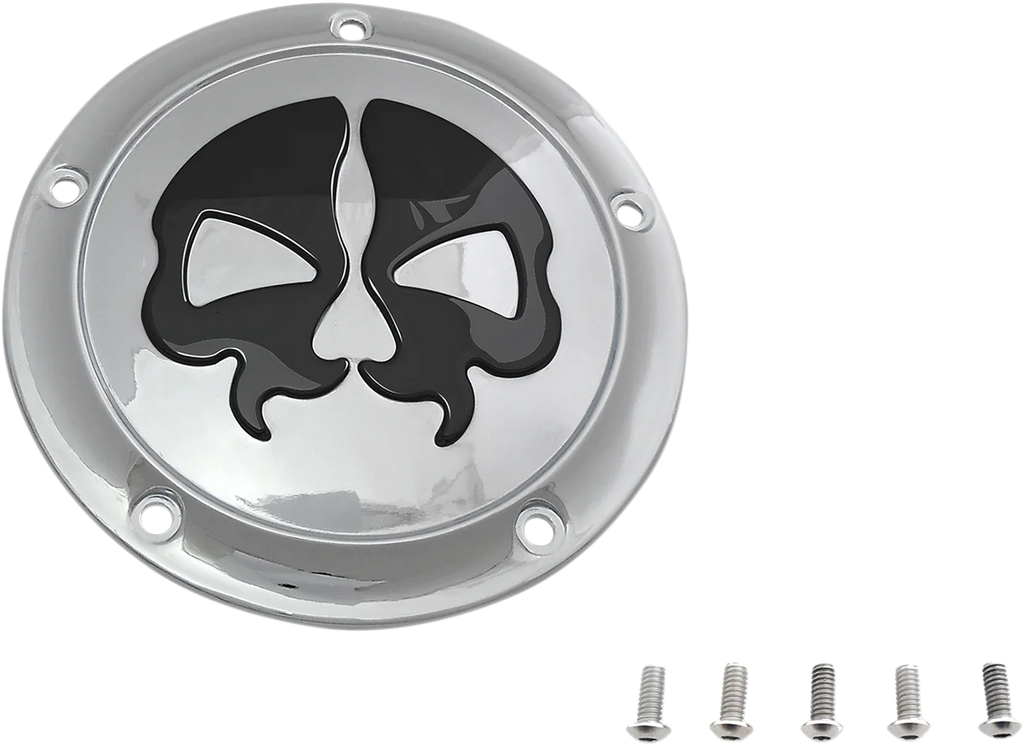 DragSpecialties Split Skull Derby Cover - Chrome - 5-Hole 78043B2 - Side View