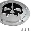 Load image into Gallery viewer, DragSpecialties Split Skull Derby Cover - Chrome 78046 - Side View