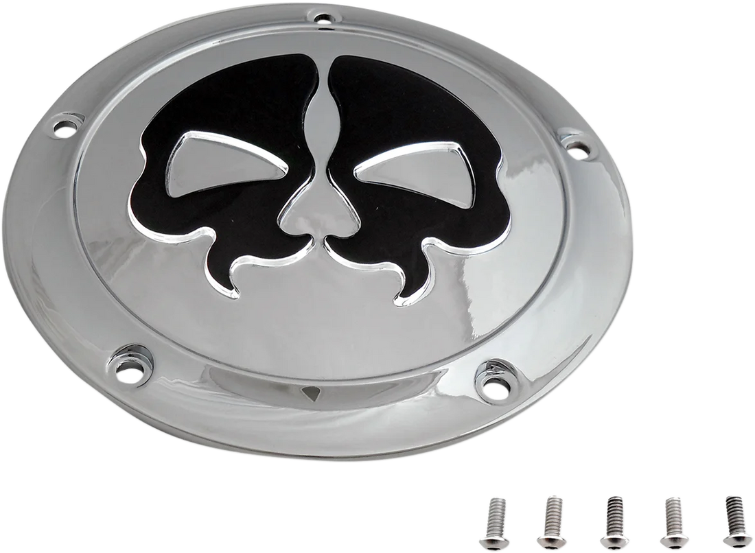 DragSpecialties Split Skull Derby Cover - Chrome 78046 - Side View