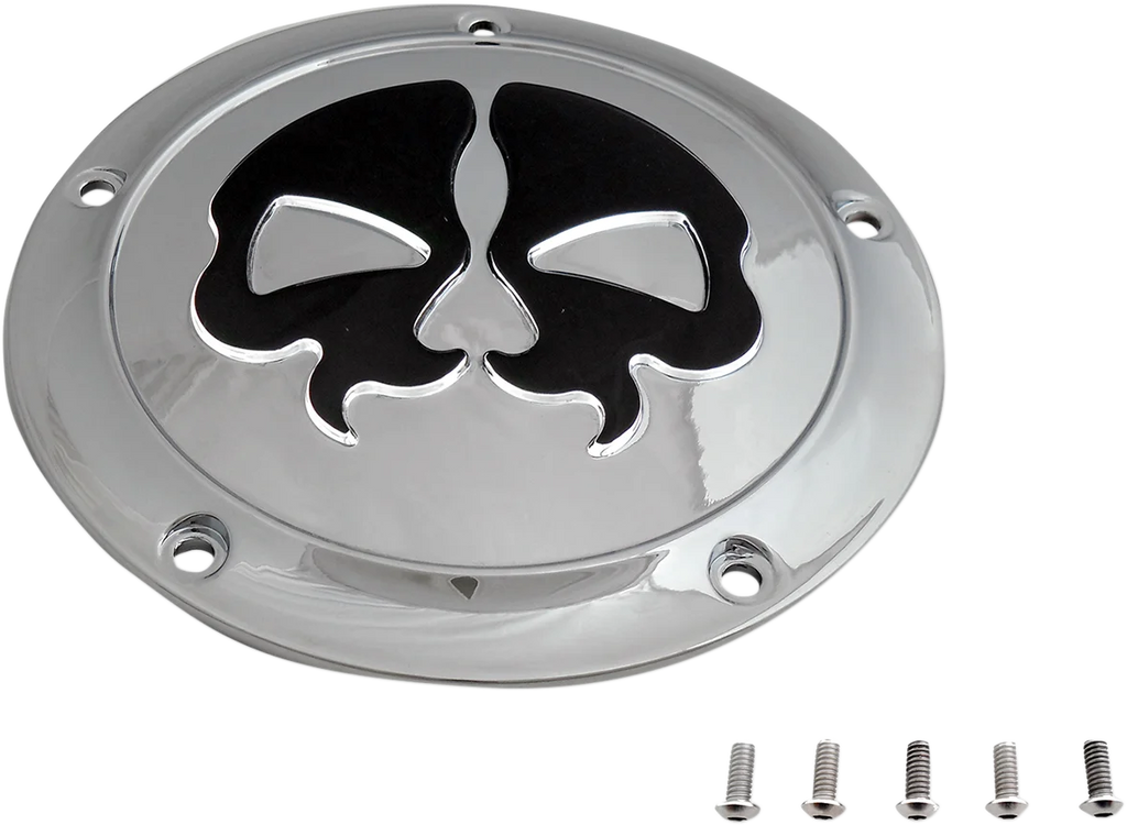 DragSpecialties Split Skull Derby Cover - Chrome 78046 - Side View