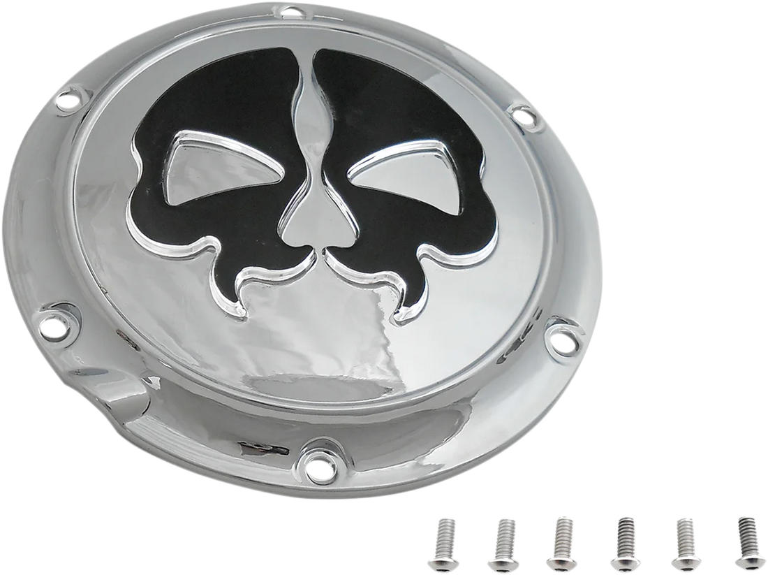 DragSpecialties Split Skull Derby Cover - Chrome 78046 - Detail View