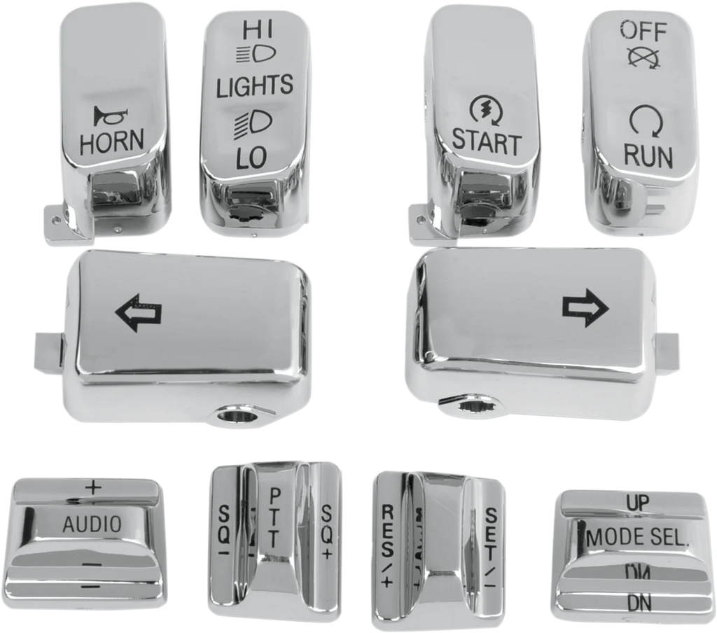 DragSpecialties Switch Caps - Audio/Cruise - Chrome H18-033700-C - Main Product View