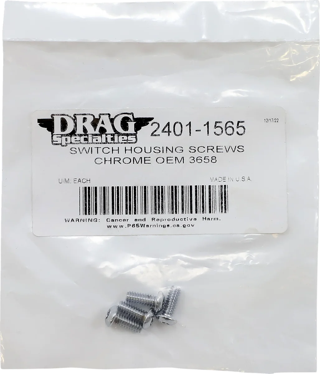 DragSpecialties Switch Housing Screws - Chrome MPBDR18 - Side View
