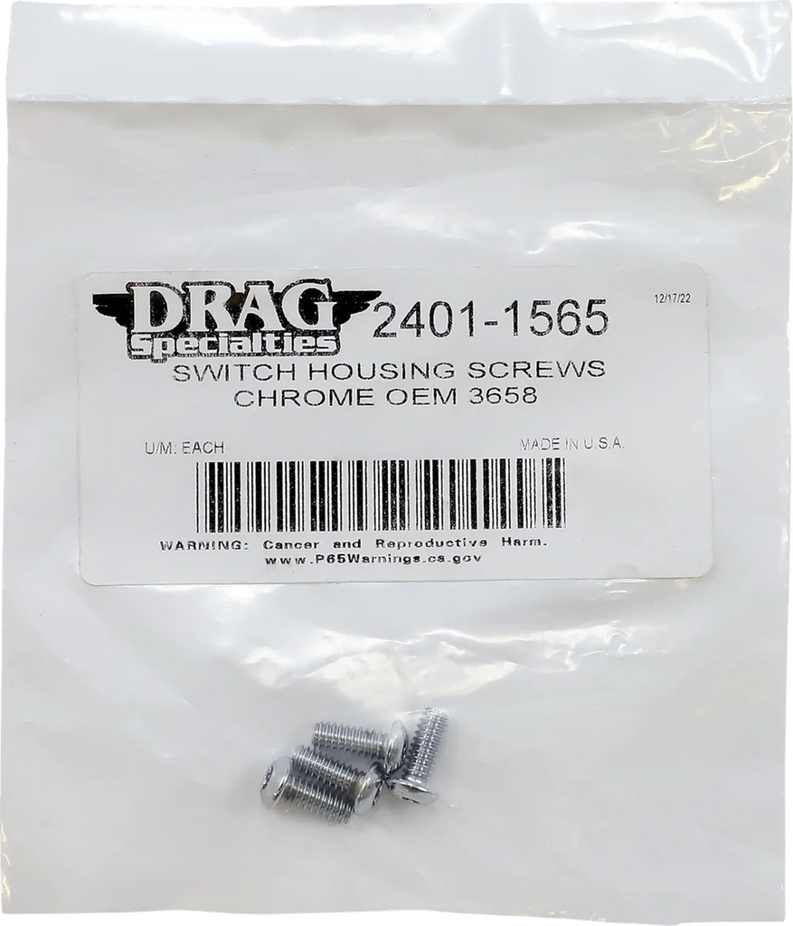 DragSpecialties Switch Housing Screws - Chrome MPBDR18 - Side View