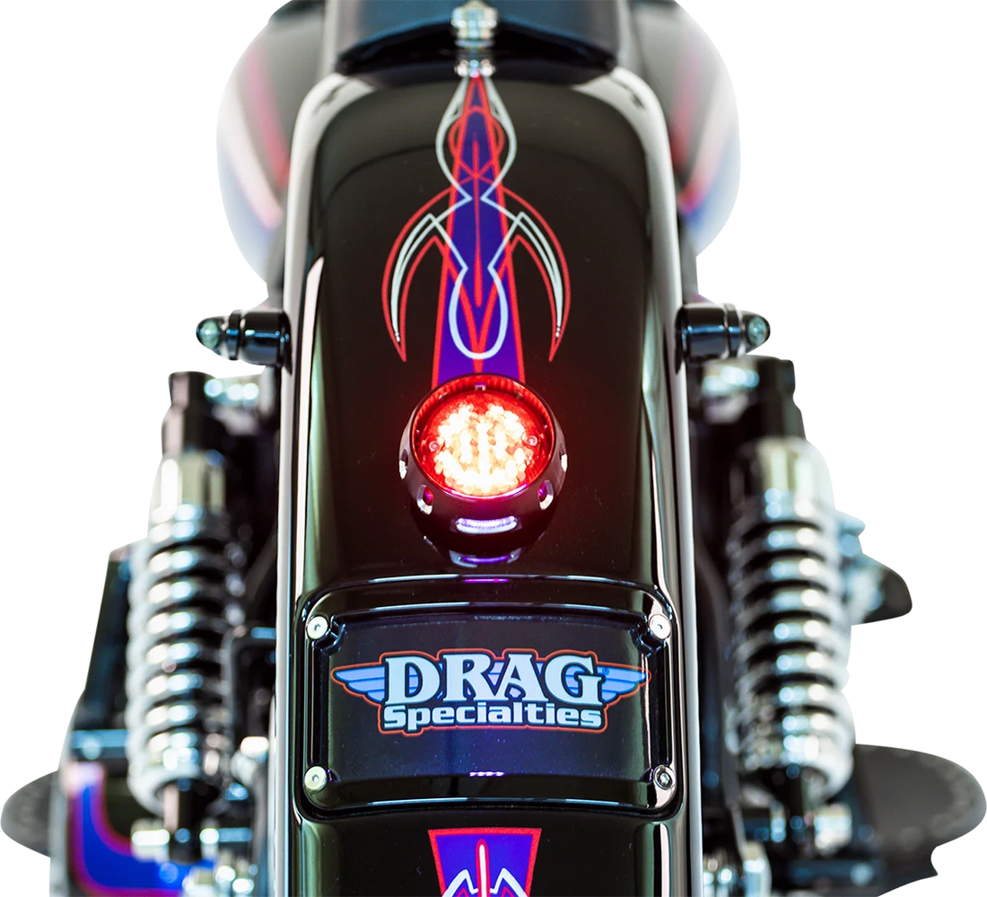 DragSpecialties Taillight/License Plate Mount - Black L24-0437ABRLEDE - Side View