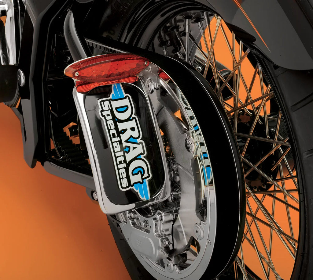 DragSpecialties Taillight/License Plate Mount - Cat Eye -Red Lens - Clear LED L24-65D9RLEDK - Side View