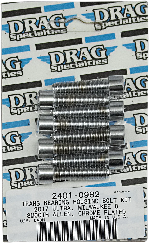 DragSpecialties Transmission Bearing Smooth Bolt Kit - Chrome - M8 MK783S - Main Product View