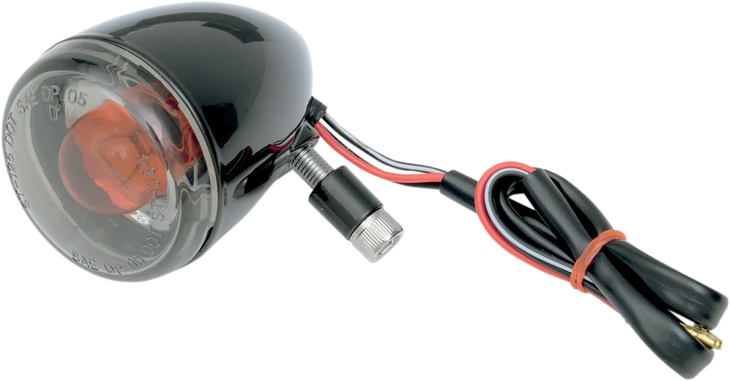 DragSpecialties Universal Turn Signal Light - Front - Gloss Black with Smoke Lens L12-0232BFDC/M - Main Product View