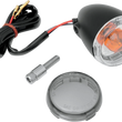 Load image into Gallery viewer, DragSpecialties Universal Turn Signal Light - Front - Matte Black with Smoke Lens 12-0232BFDC - Main Product View