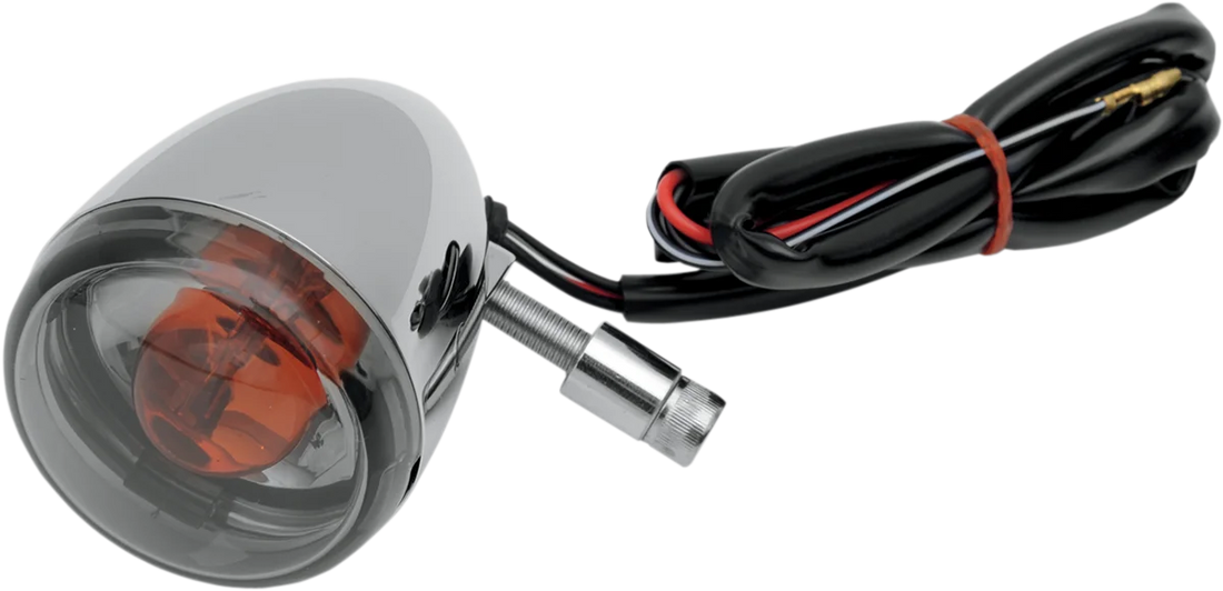 DragSpecialties Universal Turn Signal Light - Front - Matte Black with Smoke Lens 12-0232BFDC - Side View