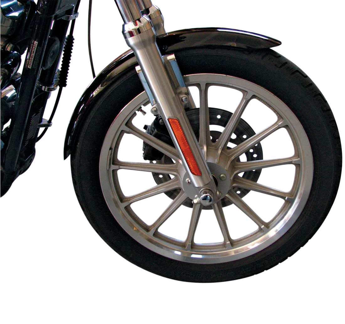 DragSpecialties XLX-Style Front Fender with Chrome Side Braces - Steel 091018-PB-LB2 - Side View