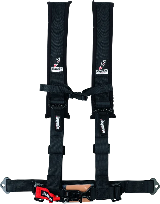DragonFire Racing Harness- H-Style- 4-Point- 2in Buckle- Black