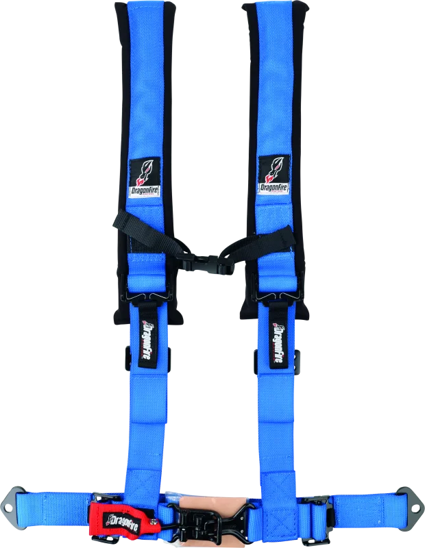 DragonFire Racing Harness- H-Style- 4-Point- 2in Buckle- Blue