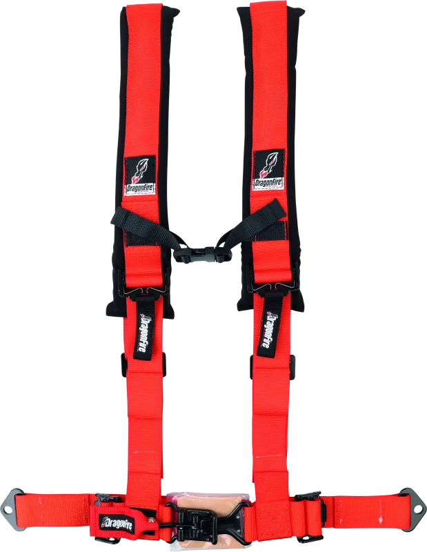 DragonFire Racing Harness- H-Style- 4-Point- 2in Buckle- Orange