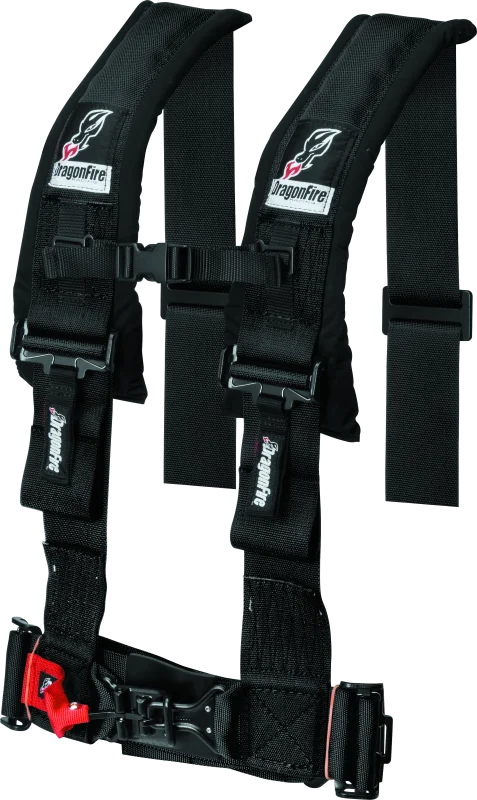 DragonFire Racing Harness- H-Style- 4-Point- 3in Buckle- Black