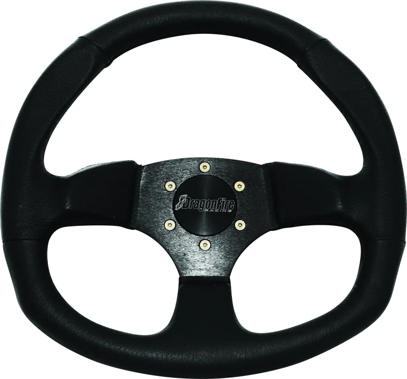 DragonFire Racing Steering Wheels - D-Shaped- Vinyl- Black- 0in offset