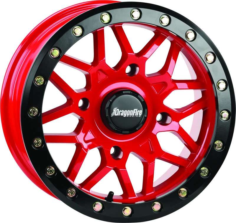 DragonFire Racing Typhon Wheel 15X7 4/137 5+2 +10 Machined Red
