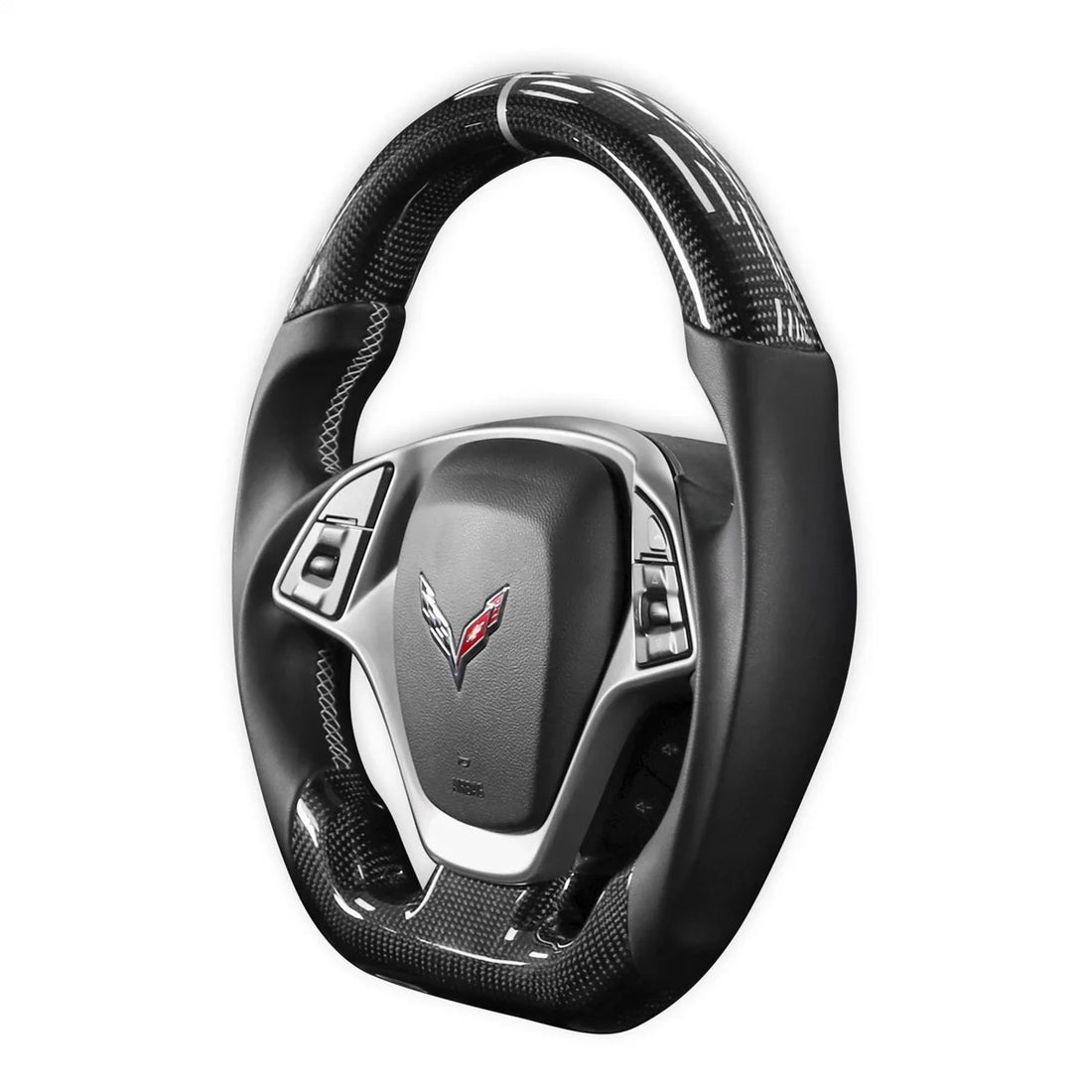 Drake Muscle 2014 - 2019 C7 Corvette Steering Wheel - Carbon Fiber with Leather Grips CV950-21 - Back View