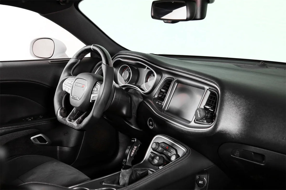 Drake Muscle Drake Muscle Cars Steering Wheel - Carbon Fiber with Leather Grips - Heated CH950-19 - Back View