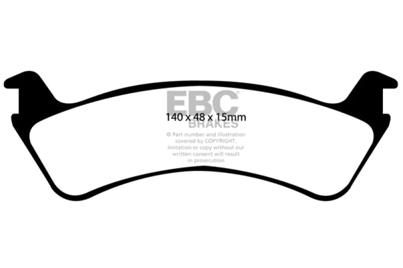 EBC 00-02 Ford Explorer Sport 4.0 2WD (Phenolic Pistons) Ultimax2 Rear Brake Pads - Side View