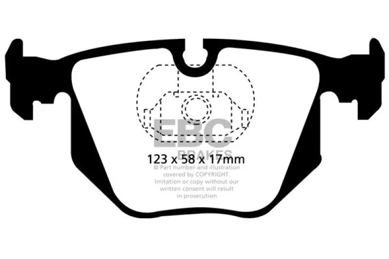 EBC 01-07 BMW M3 3.2 (E46) Yellowstuff Rear Brake Pads - Side View