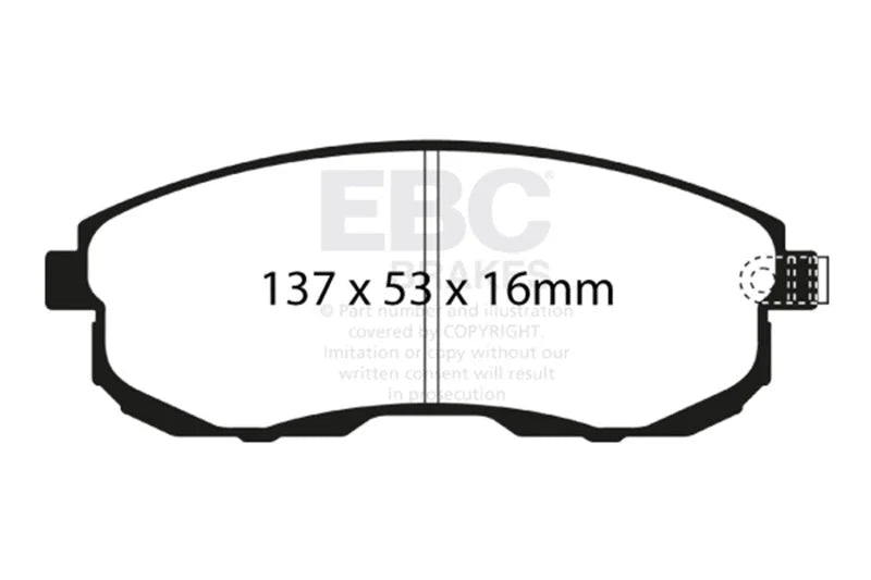 EBC 02-03 Infiniti G20 2.0 Yellowstuff Front Brake Pads - Side View