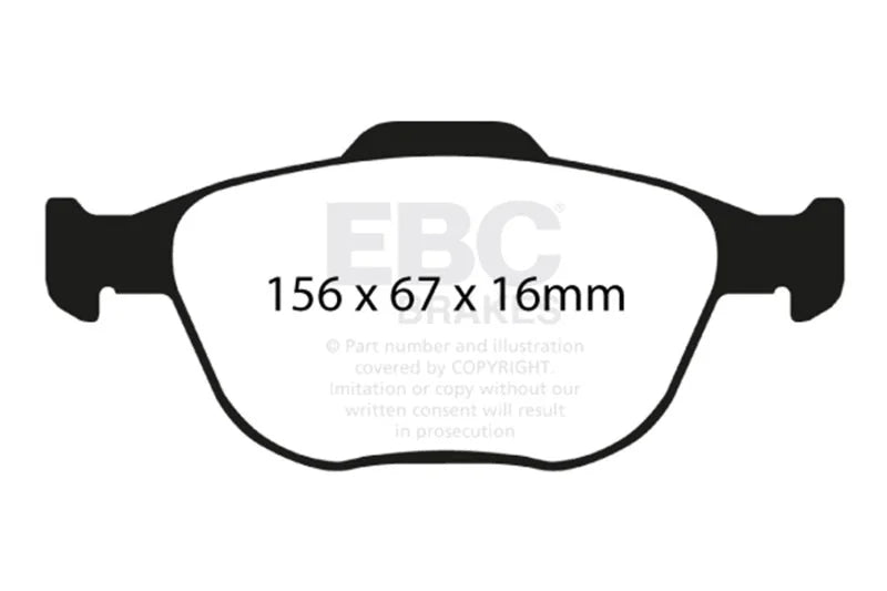 EBC 02-04 Ford Focus 2.0 SVT Greenstuff Front Brake Pads - Side View