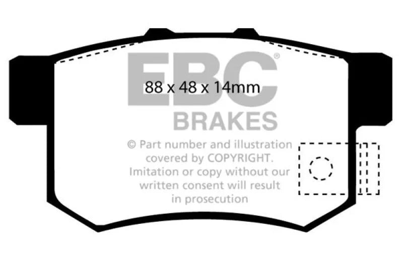 EBC 02-04 Honda CR-V 2.4 Greenstuff Rear Brake Pads - Side View