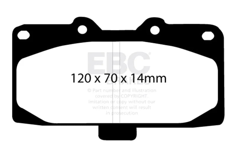 EBC 02-04 Mercedes-Benz C32 AMG (W203) 3.2 Supercharged Ultimax2 Front Brake Pads - Side View