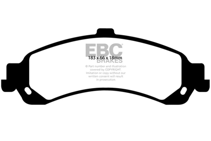 EBC 02 Cadillac Escalade 5.3 (PBR rear caliper) Ultimax2 Rear Brake Pads - Side View