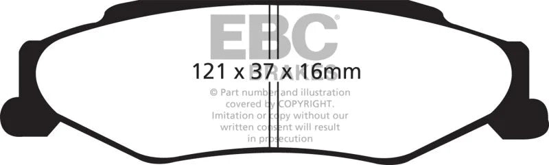 EBC 03-04 Cadillac XLR 4.6 Bluestuff Rear Brake Pads - Side View