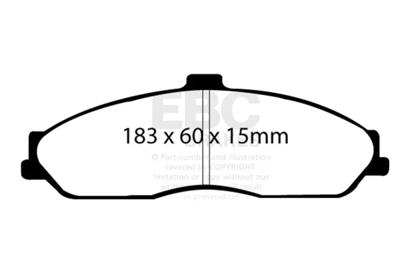 EBC 03-04 Cadillac XLR 4.6 Redstuff Front Brake Pads - Side View