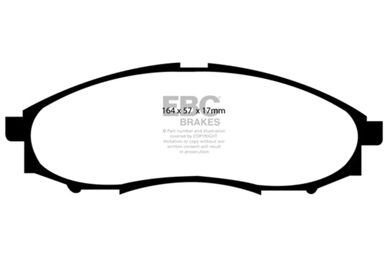 EBC 03-04 Nissan Frontier 3.3 2WD Ultimax2 Front Brake Pads - Side View
