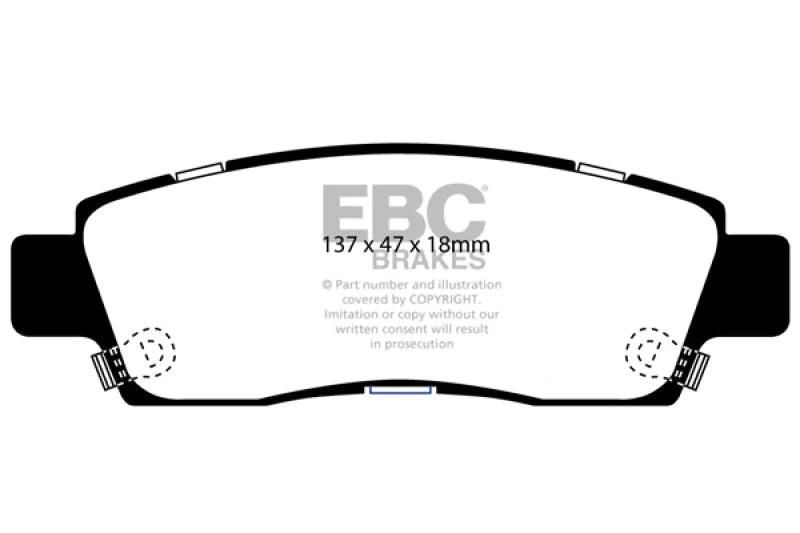 EBC 03-05 Chevrolet SSR 5.3 Redstuff Rear Brake Pads - Side View