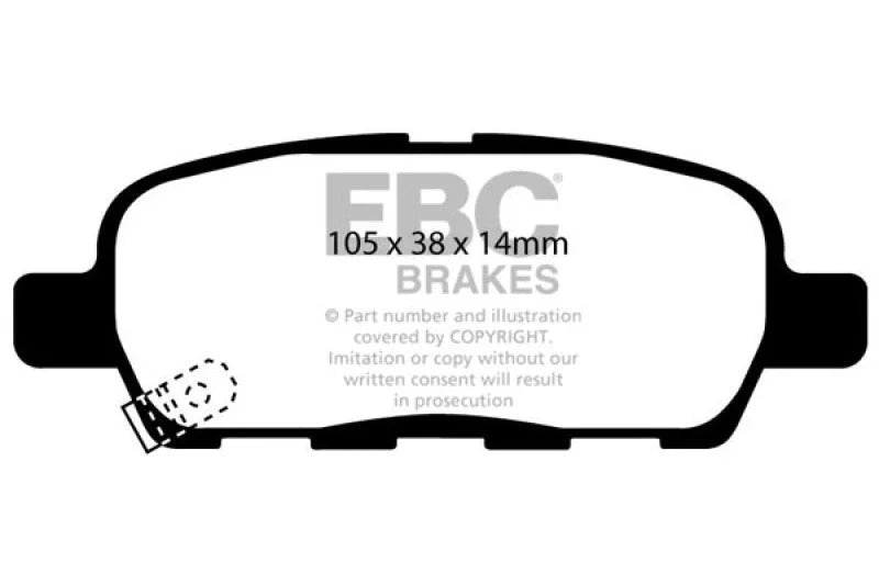 EBC 03-05 Infiniti FX35 3.5 Ultimax2 Rear Brake Pads - Side View