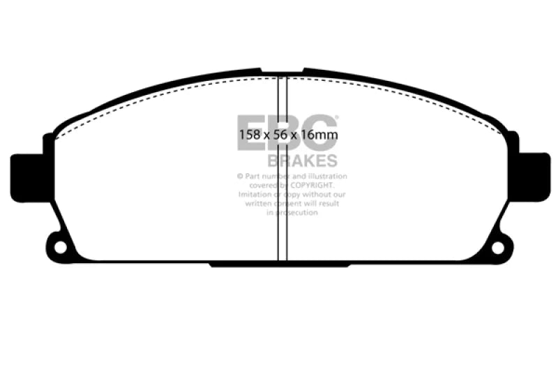 EBC 03-06 Acura MDX 3.5 Yellowstuff Front Brake Pads - Side View