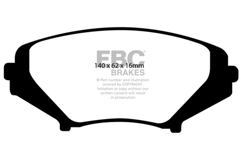 EBC 03-12 Mazda RX8 1.3 Rotary (Standard Suspension) Redstuff Front Brake Pads - Side View