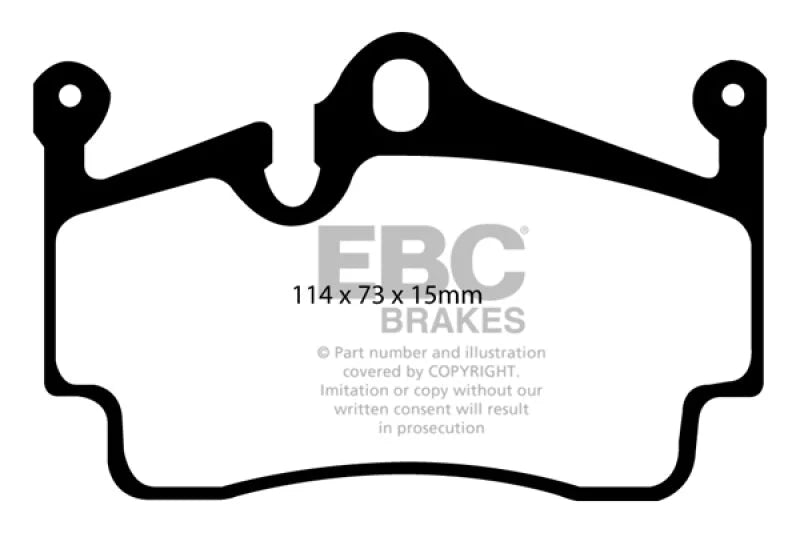 EBC 04-08 Porsche Boxster (Cast Iron Rotors only) 2.7 Redstuff Rear Brake Pads - Side View