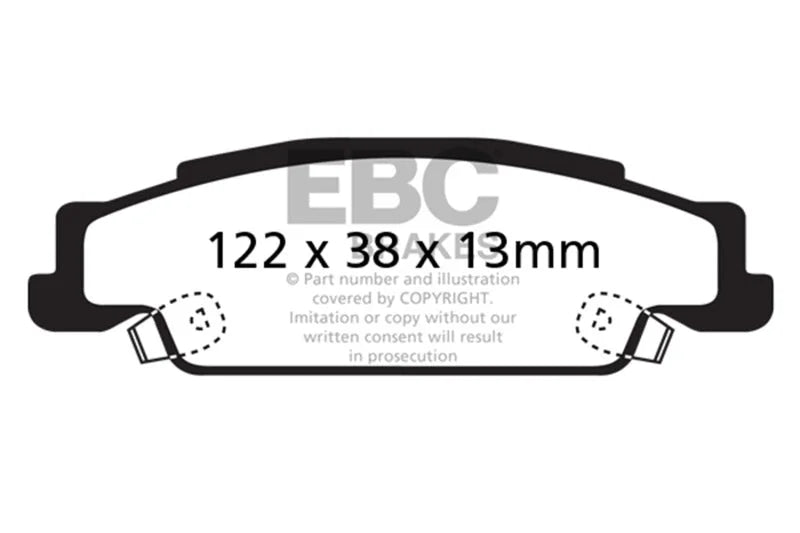 EBC 05-08 Pontiac Grand Prix 5.3 Redstuff Rear Brake Pads - Side View
