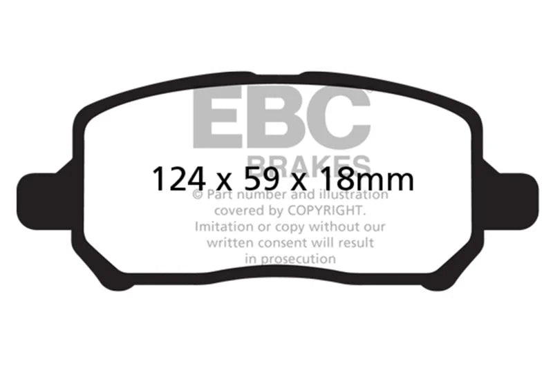EBC 05-10 Chevrolet Cobalt 2.2 4 Lug Ultimax2 Front Brake Pads - Side View