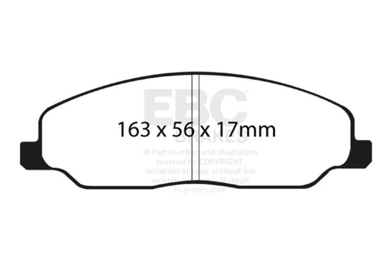 EBC 05-10 Ford Mustang 4.0 Bluestuff Front Brake Pads - Side View