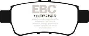 EBC 05-10 Honda Odyssey 3.5 Yellowstuff Rear Brake Pads - Main Product View