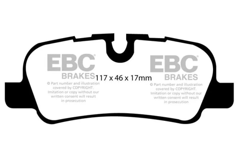 EBC 05-10 Land Rover LR3 4.4 Yellowstuff Rear Brake Pads - Side View