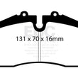 Load image into Gallery viewer, EBC 05+ Ford Saleen Mustang Brembo front calipers Redstuff Front Brake Pads - Side View