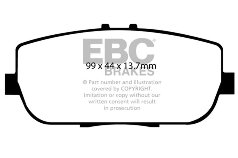 EBC 06-15 Mazda Miata MX5 2.0 Yellowstuff Rear Brake Pads - Side View