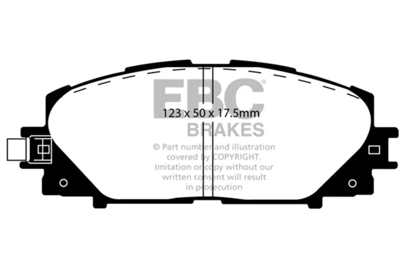 EBC 06+ Toyota Yaris 1.5 Ultimax2 Front Brake Pads - Side View