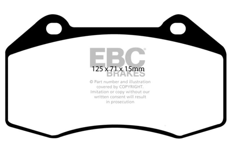 EBC 07-08 Chevrolet Cobalt 2.0 Supercharged (SS) Greenstuff Front Brake Pads - Side View