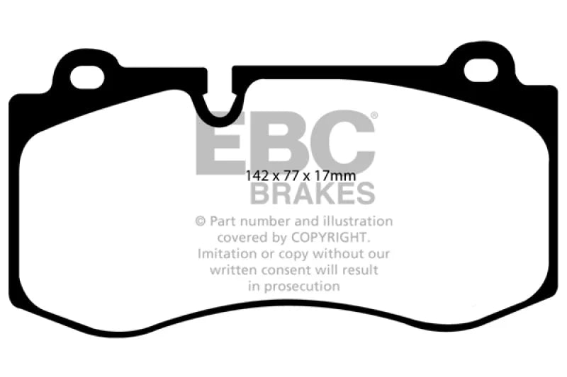 EBC 07-08 Mercedes-Benz CL550 5.5 Yellowstuff Front Brake Pads - Side View