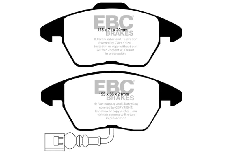 EBC 07-09 Audi TT 2.0 Turbo Ultimax2 Front Brake Pads - Main Product View