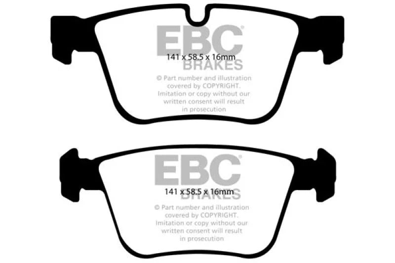 EBC 07-11 Mercedes-Benz CL63 AMG 6.2 Redstuff Rear Brake Pads - Side View